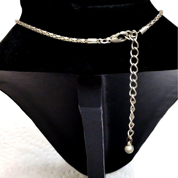 Necklace Silver Tone Adjustable Chain Blue Stone Pendant 17.5" length Necklace - Picture 5 of 6